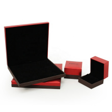 Luxury specialty red coated paper ring necklace packaging luxury custom lid and base cardboard jewelry box